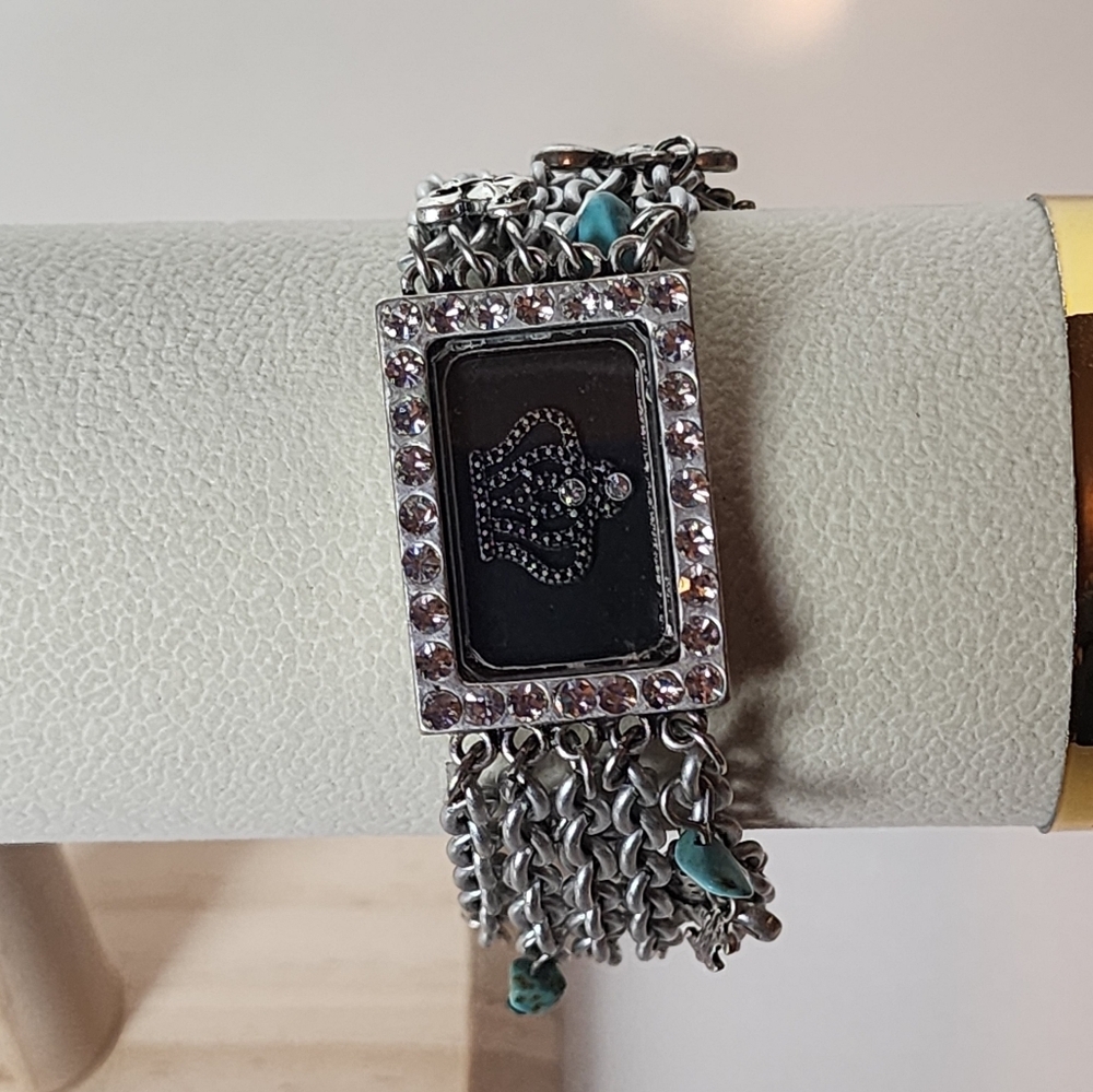 Multi-Chain Silver Statement Bracelet Rhinestone … - image 6